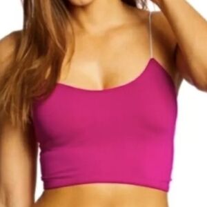Free People Intimately Skinny Strap Brami Crop Top Magenta Pink